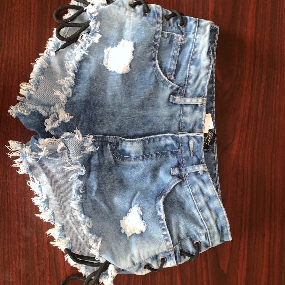 Black tied Denim Shorts